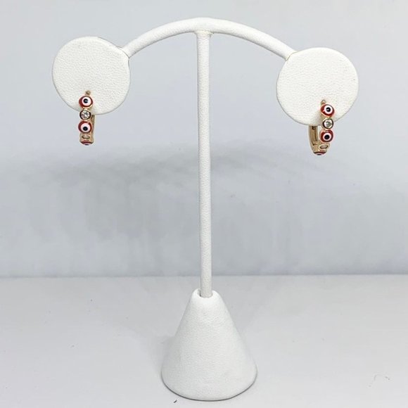 Evil eye hoops, gold Filled Hoops, Gold Earrings, Small hoops - Picture 4 of 5